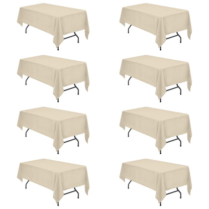 BRILLMAX 6 Pack Ivory Tablecloths 60x102 Inch for 6ft Rectangle Tables