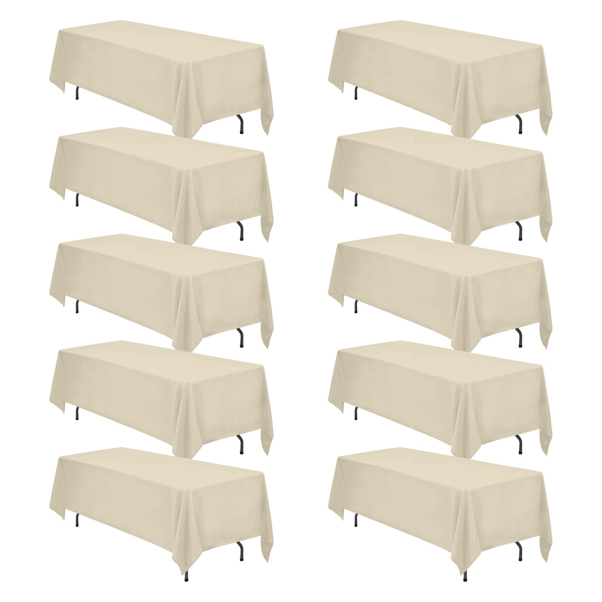 BRILLMAX 6 Pack Ivory Tablecloths 60x102 Inch for 6ft Rectangle Tables