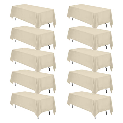 BRILLMAX 6 Pack Ivory Tablecloths 60x102 Inch for 6ft Rectangle Tables