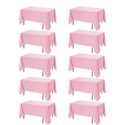 10-Pack White Tablecloths for Rectangle Tables, 60 x 102 Inches
