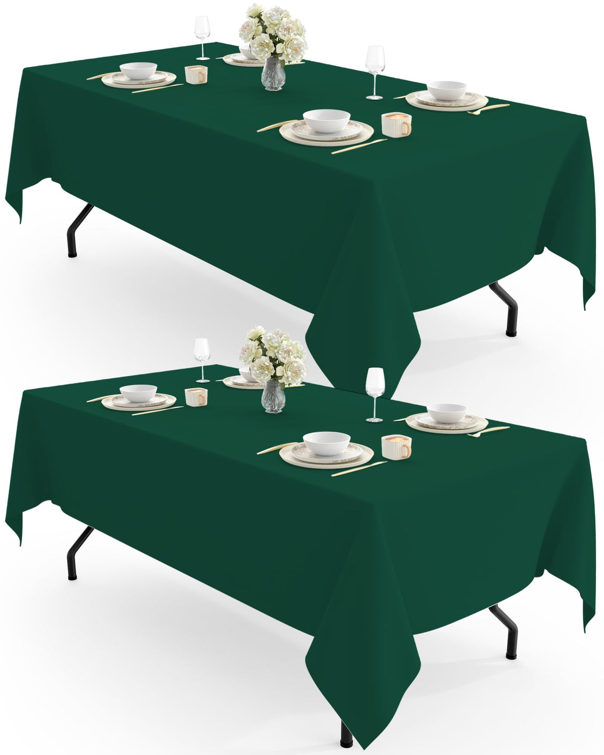 Pureegg Polyester Tablecloth 60" x 102" Reusable Washable 2 Pack Black