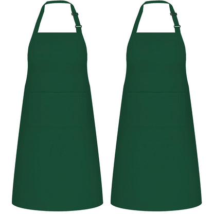 NLUS 2 Pack Kitchen Cooking Aprons, Adjustable Bib Soft Chef Apron with 2 Pockets for Men Women(Black/Brown Stripes)