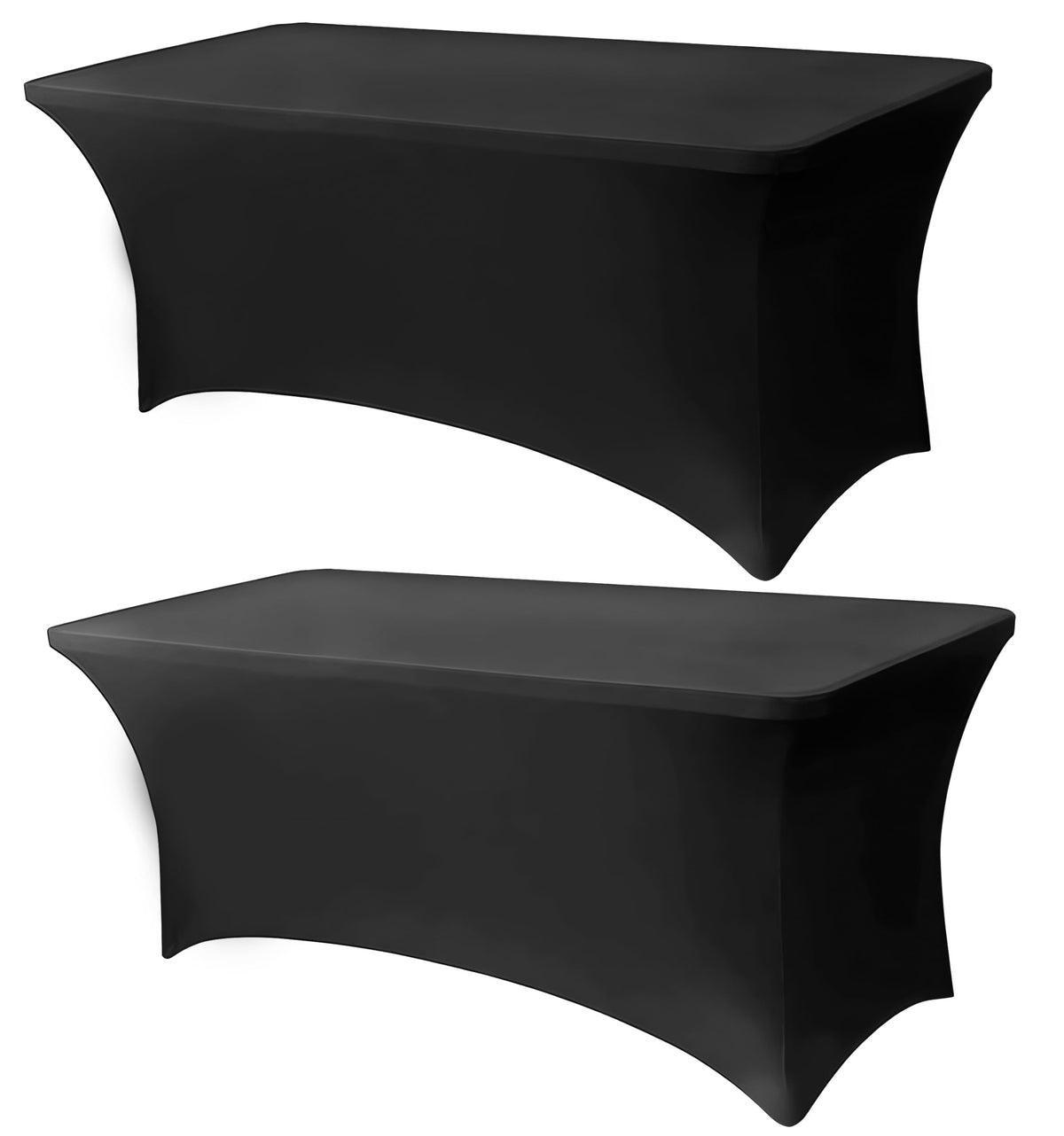 6FT Black Table Cloth - 2 Pack Fitted Stretch Rectangle Spandex Tablecloth, Washable Table Cover for Party, Picnic, Wedding, Banquet, Birthday and Festival(30" x 72")