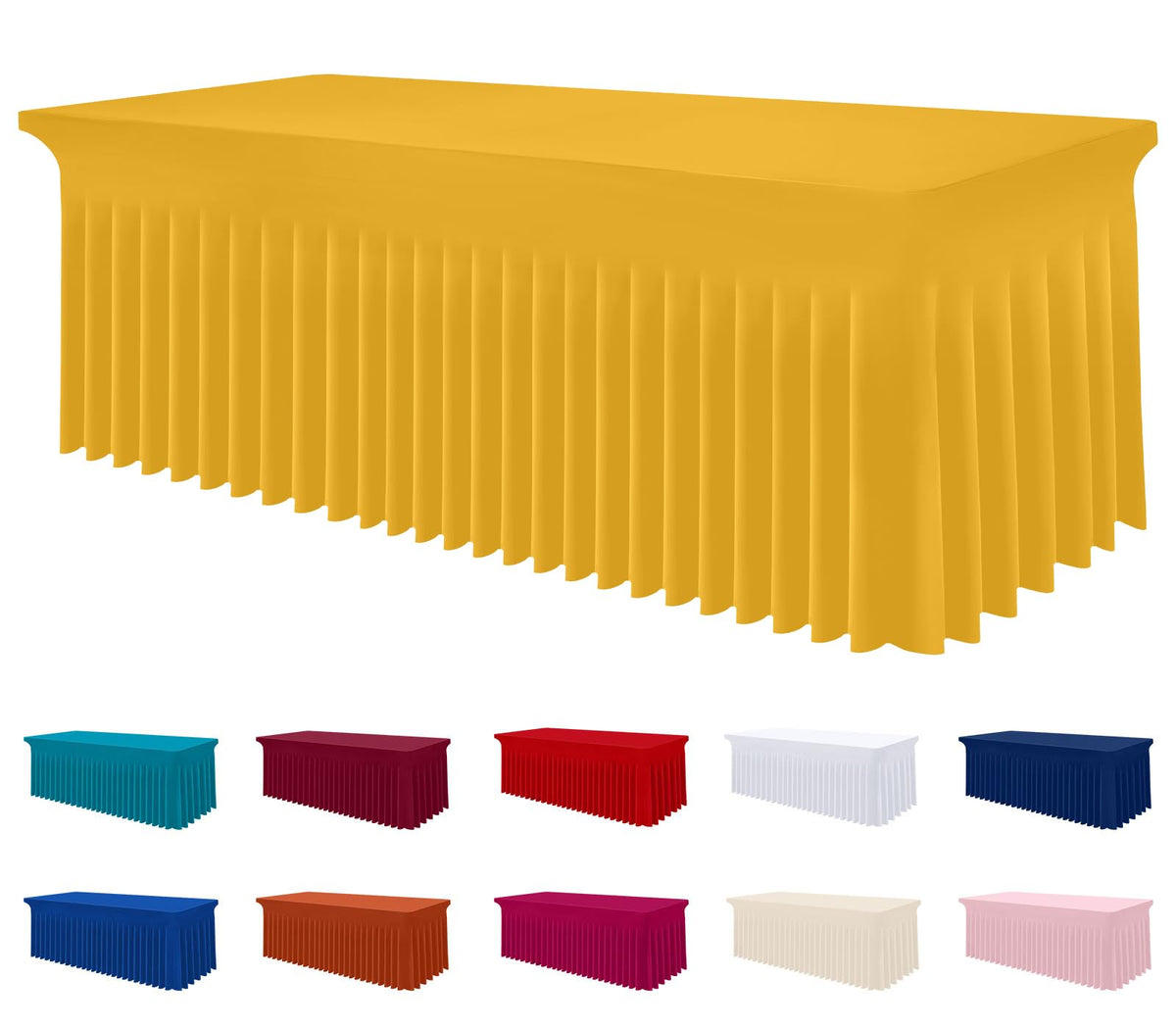 Smiry Spandex Elastic Fitted Table Cloth Skirt for 6FT Rectangle Table