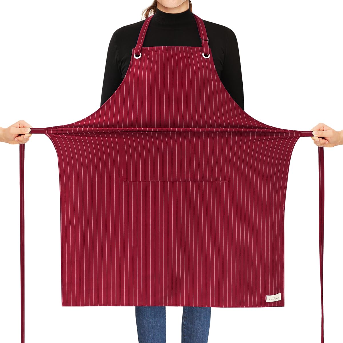 ROTANET Stripe Stretch Apron Chef Aprons for Men with 2 Pockets Waterproof