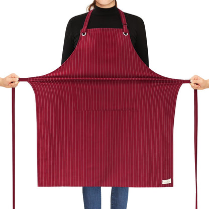 ROTANET Stripe Stretch Apron Chef Aprons for Men with 2 Pockets Waterproof