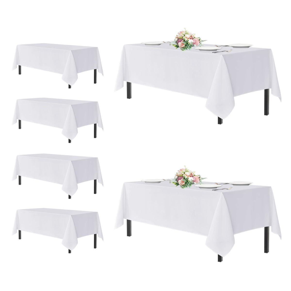 sancua 2 Pack Black Tablecloths 60x102 Inch for 6 Feet Rectangle Tables