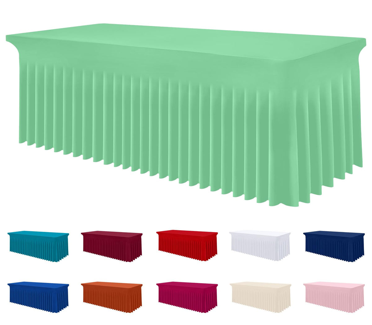 Smiry Spandex Elastic Fitted Table Cloth Skirt for 6FT Rectangle Table
