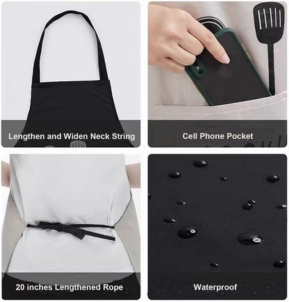 2 Pack Kitchen Apron with Hand Wipe,Water-drop Resistant with 2 Pockets Cooking Bib Aprons for Women Men Chef