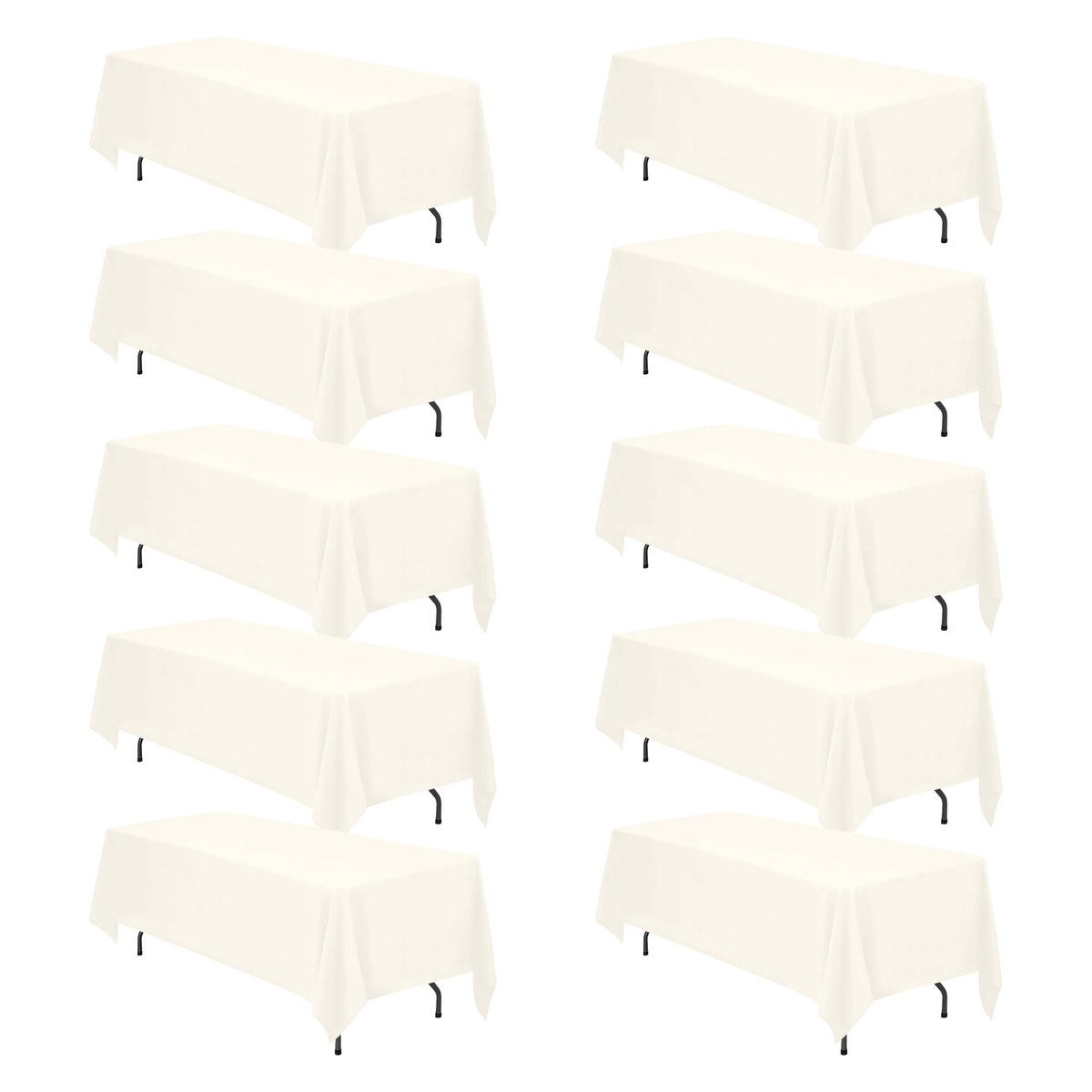 BRILLMAX 6 Pack Ivory Tablecloths 60x102 Inch for 6ft Rectangle Tables