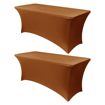 Obstal 6ft Stretch Black Spandex Table Cloth 2 Pack for Folding Tables