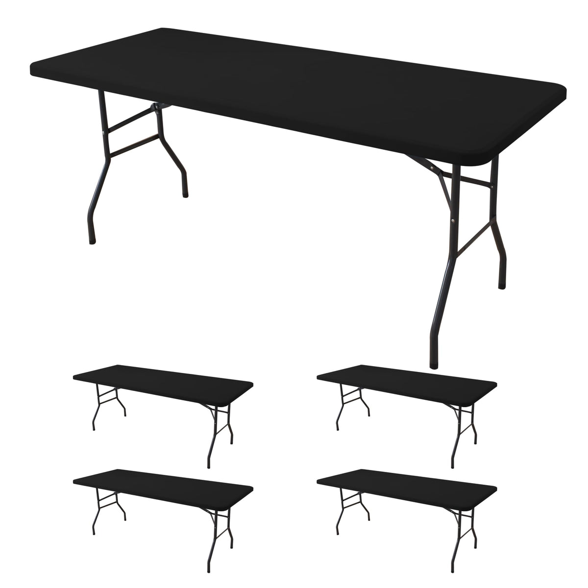 Fitted Tablecloth for 6 Foot Rectangle Tables-Black Picnic Table Covers
