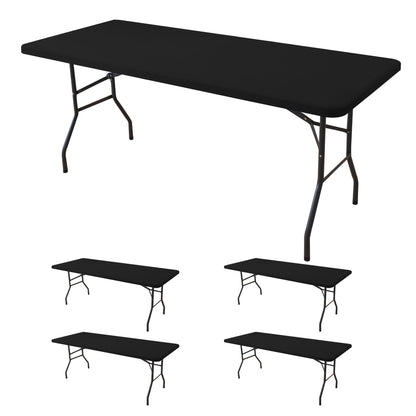 Fitted Tablecloth for 6 Foot Rectangle Tables-Black Picnic Table Covers