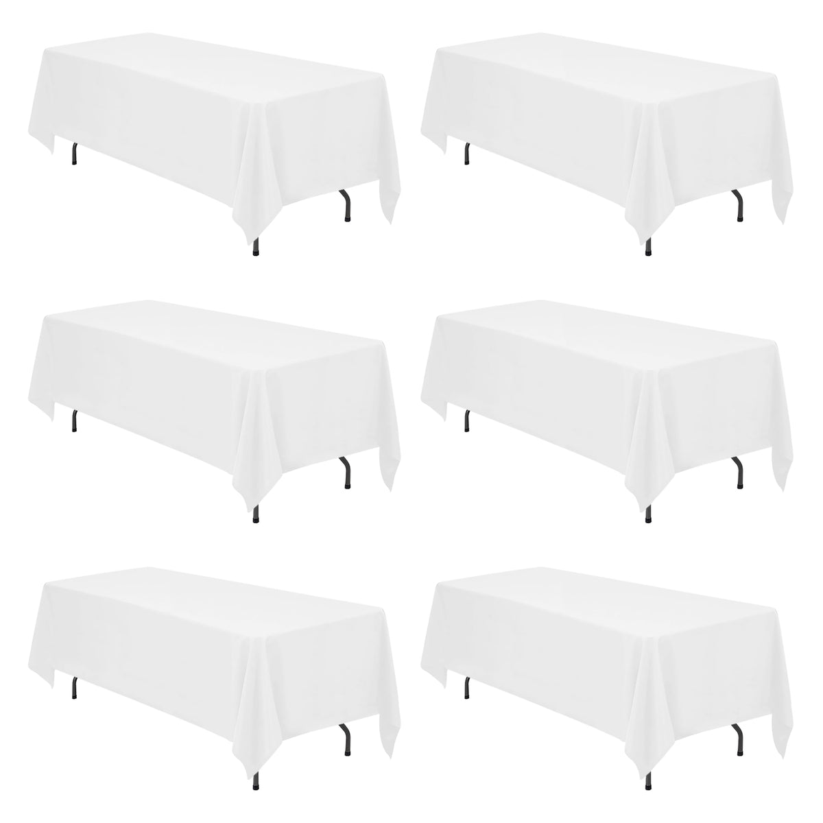 BRILLMAX 6 Pack Ivory Tablecloths 60x102 Inch for 6ft Rectangle Tables