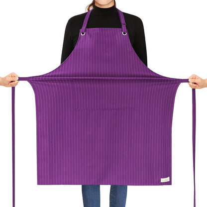 ROTANET Stripe Stretch Apron Chef Aprons for Men with 2 Pockets Waterproof