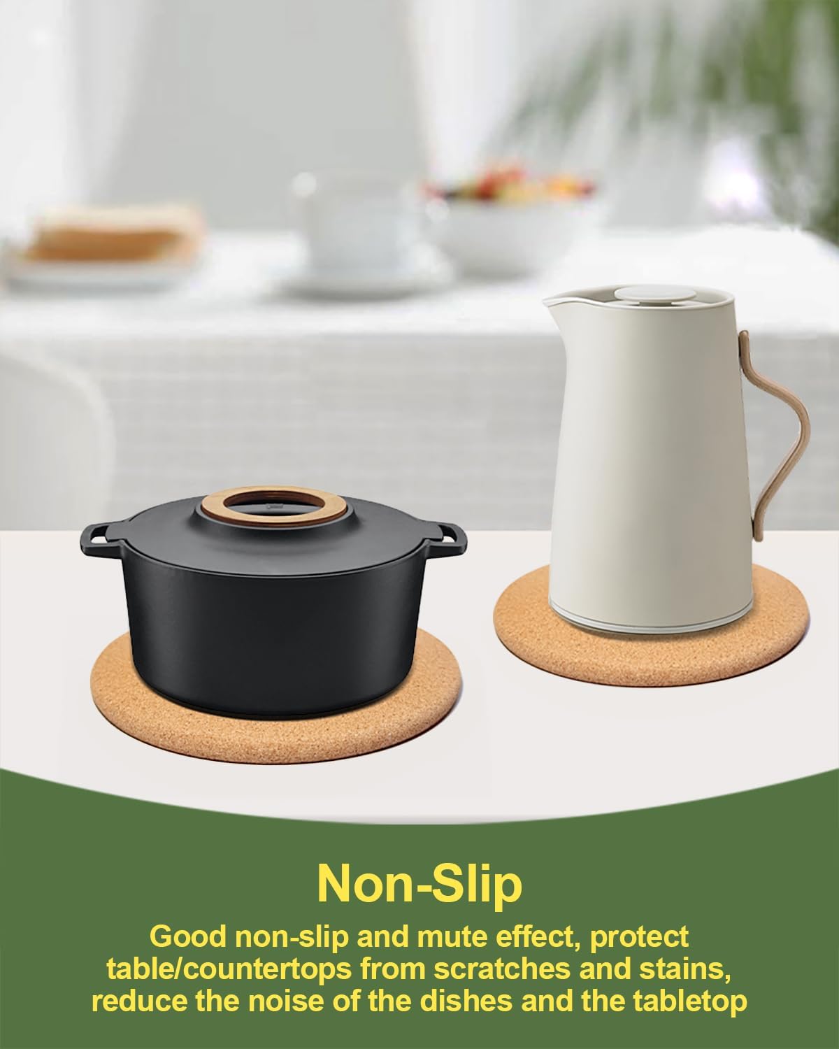 4 PCS Heat Resistant Cork Trivets for Hot Dishes, Hot Pots and Pans