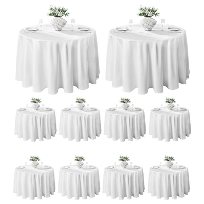 VidaFete 6 Pack 120inch Round Tablecloth Polyester Table Cloth, White