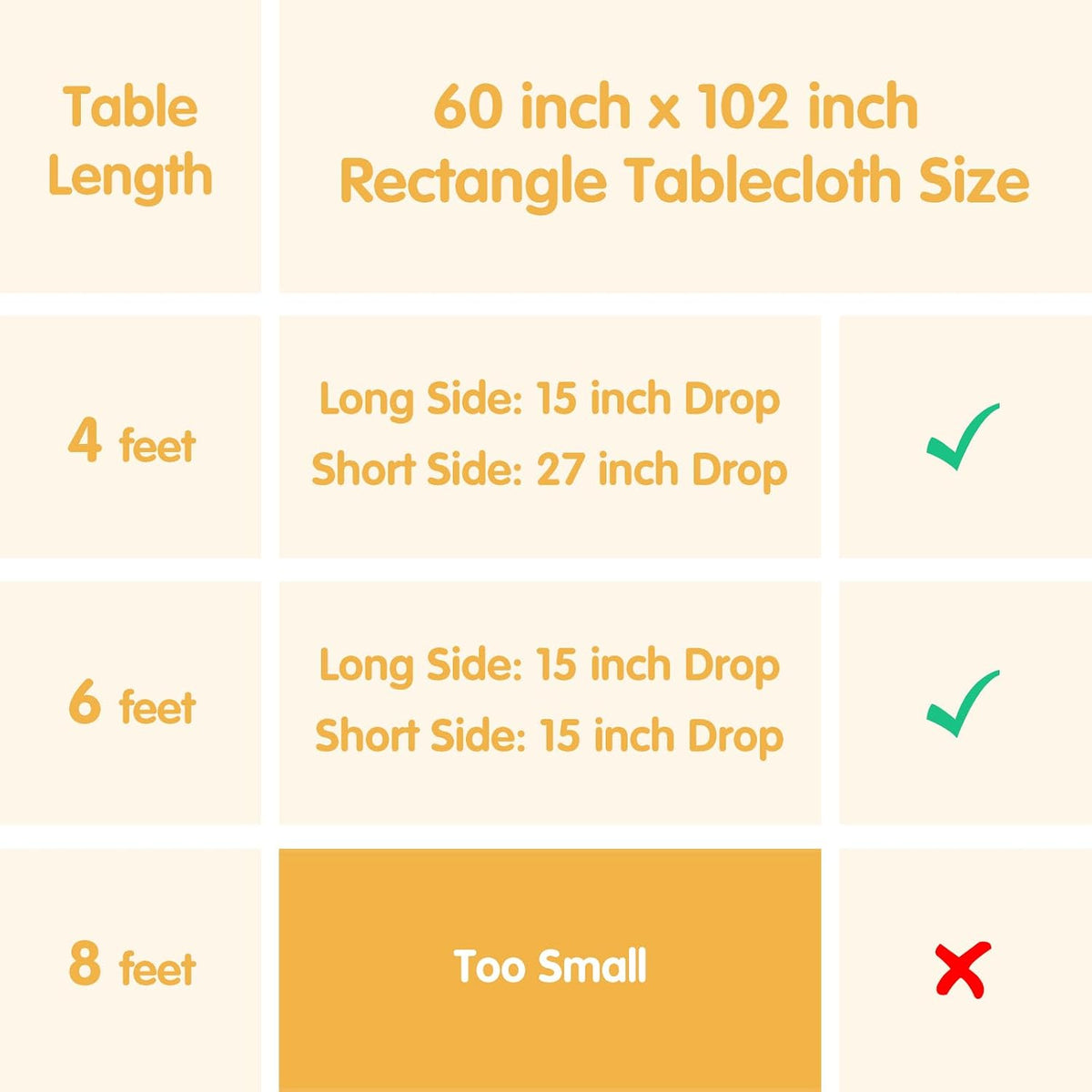 BRILLMAX 6 Pack Ivory Tablecloths 60x102 Inch for 6ft Rectangle Tables