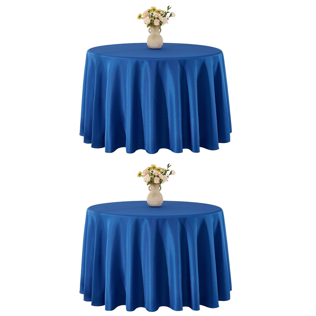 VidaFete 6 Pack 120inch Round Tablecloth Polyester Table Cloth, White