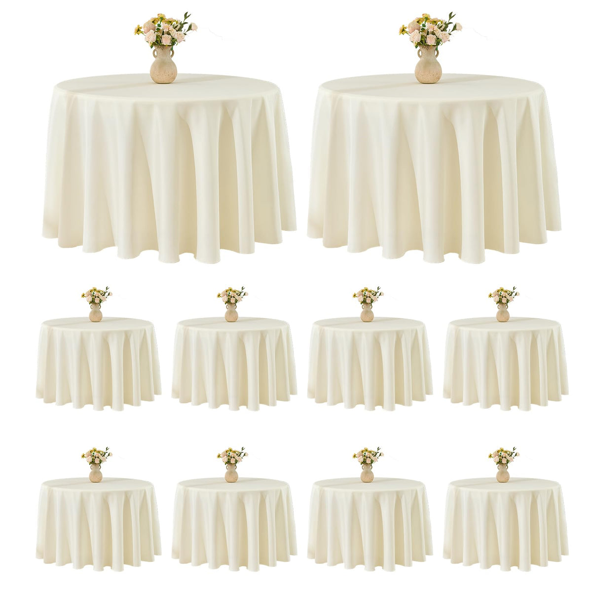 VidaFete 6 Pack 120inch Round Tablecloth Polyester Table Cloth, White