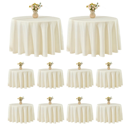 VidaFete 6 Pack 120inch Round Tablecloth Polyester Table Cloth, White