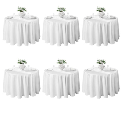 VidaFete 6 Pack 120inch Round Tablecloth Polyester Table Cloth, White