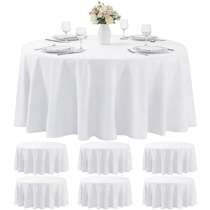 MRJ 70 Inch Round White Tablecloth Stain and Wrinkle Resistant Washable Polyester Table Cloth for Restaurant Hotel Wedding