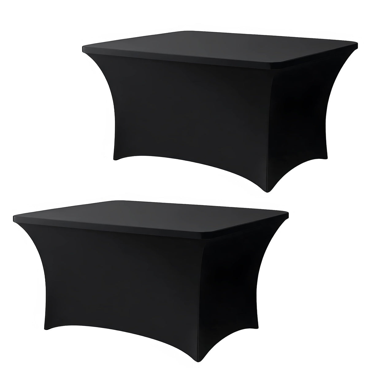 6FT Black Table Cloth - 2 Pack Fitted Stretch Rectangle Spandex Tablecloth, Washable Table Cover for Party, Picnic, Wedding, Banquet, Birthday and Festival(30" x 72")
