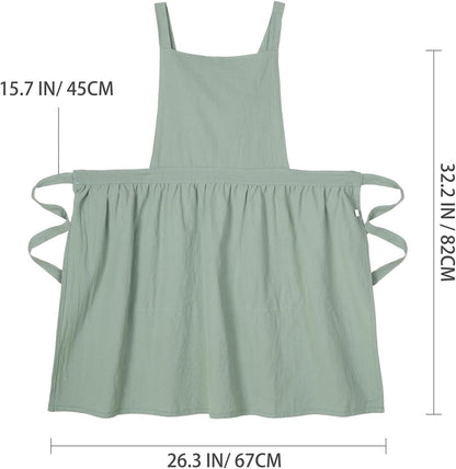 Pinknoke Cute Cotton Pinafore Aprons for Women with Pockets for Kitchen