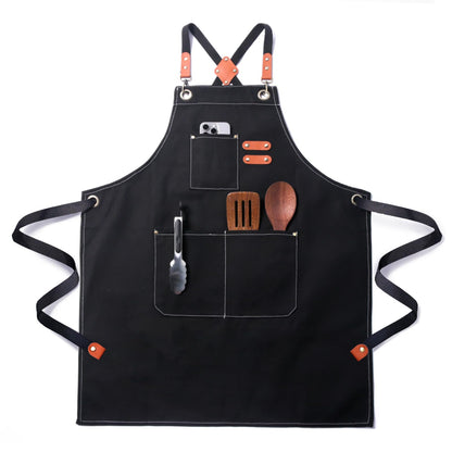 Chef Cotton Canvas Apron for Men Women with Pockets