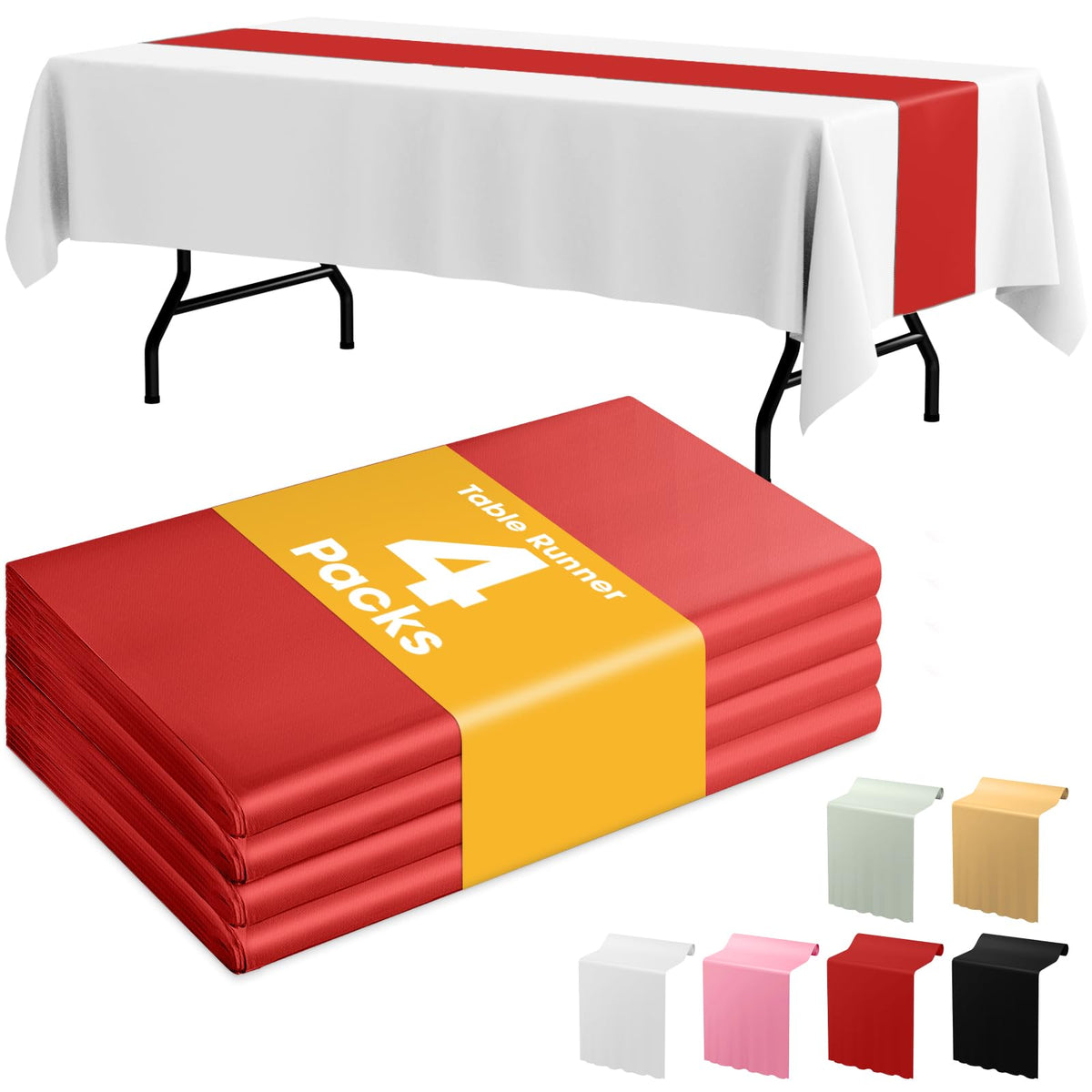 Niuara Black Plastic Table Cloth Disposable, 4 Pack, 54 x 108 in