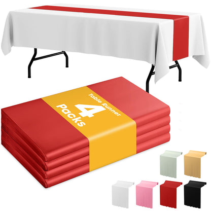 Niuara White Plastic Table Cloth - 4 Pack 54" × 108" Rectangle Disposable Tablecloths for 6FT Tables, Table Cover for Party, Holiday & Gathering Use