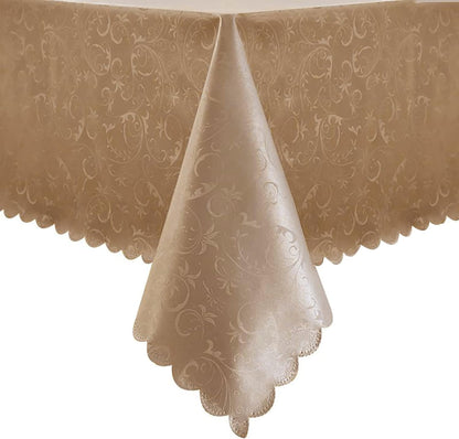 Romanstile Waterproof Vinyl Tablecloth Rectangle, 60 x 84 Inch, Rose Beige