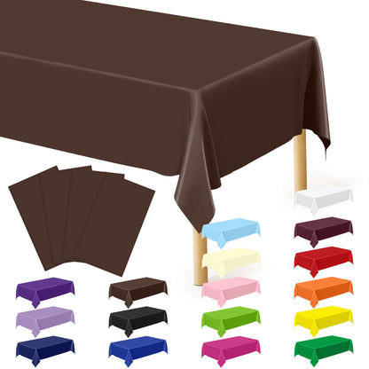 QZYL 4 Packs White Plastic Tablecloth, Large Sturdy Disposable Table Cloth