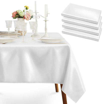 1 Pack Silver Satin Tablecloth, 58 x 102 Inches, Rectangle
