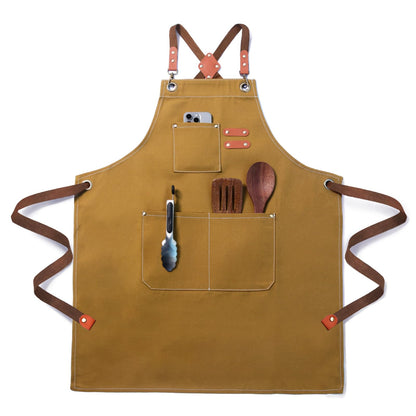 Chef Cotton Canvas Apron for Men Women with Pockets