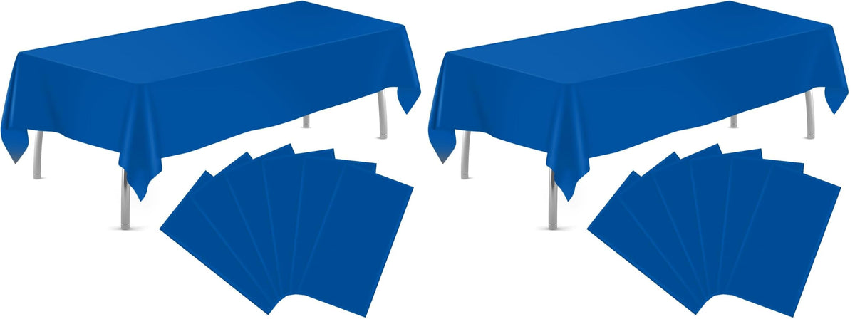 tujol Royal Blue 6 Pack Plastic Table Cloth 54" x 108", Disposable Tablecloths Rectangle Table Cover, Plastic Tablecloths for Parties