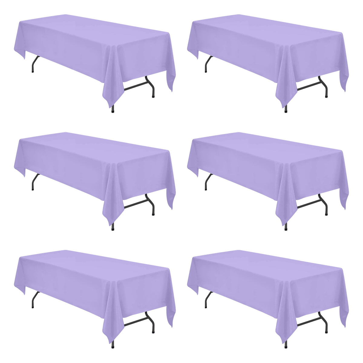 BRILLMAX 6 Pack Ivory Tablecloths 60x102 Inch for 6ft Rectangle Tables