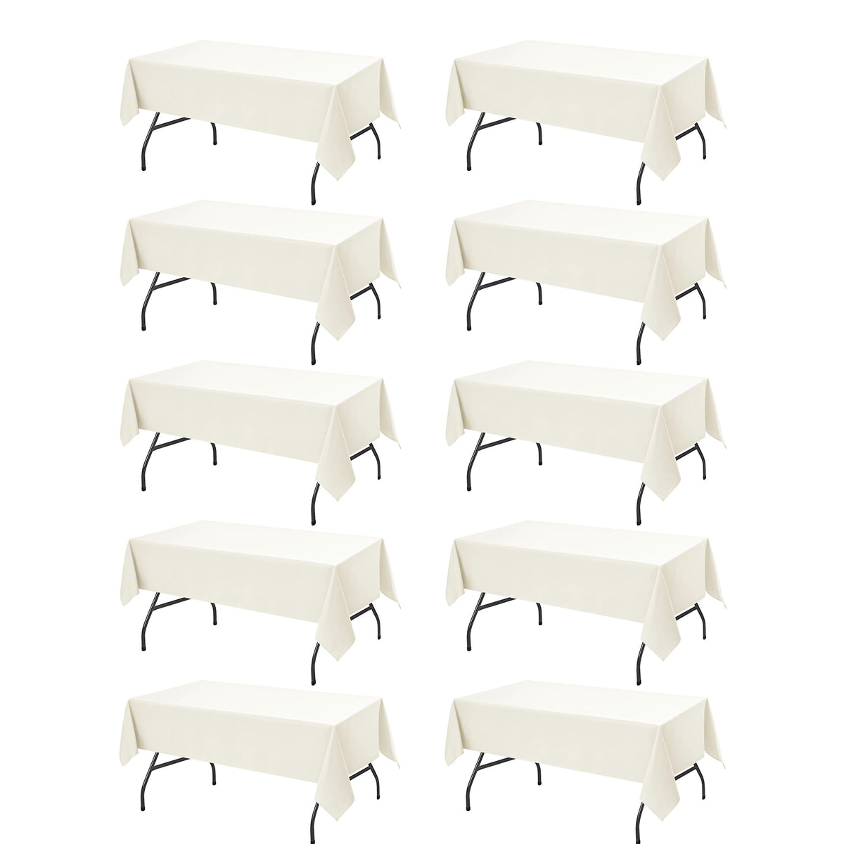 10-Pack White Tablecloths for Rectangle Tables, 60 x 102 Inches