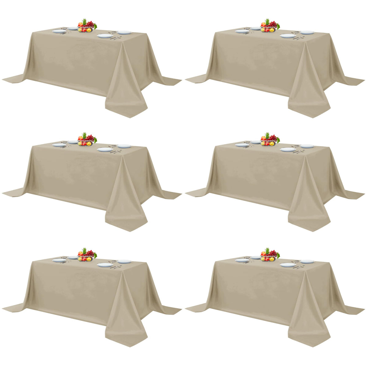 Fitable 6 Pack Black Tablecloths 70x120 Inch for 6-8 Ft Rectangle Tables