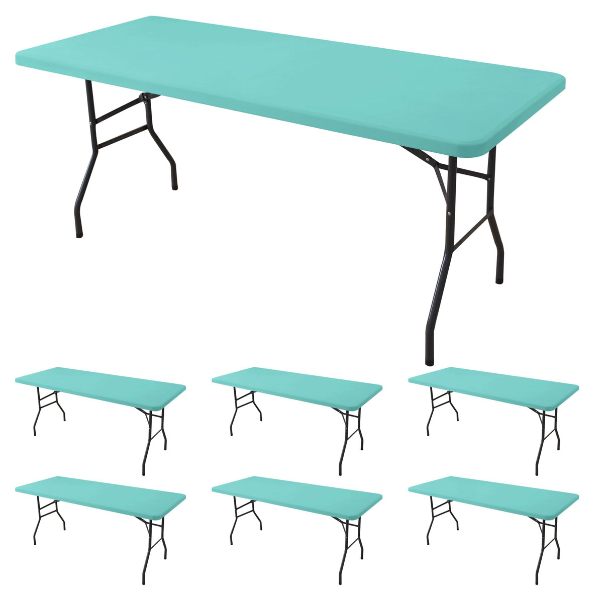 Fitted Tablecloth for 6 Foot Rectangle Tables-Black Picnic Table Covers