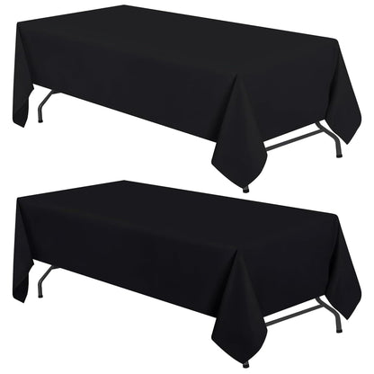WEALUXE White Table Cloths for 6 Foot Rectangle Tables, 2-Pack, 60x102 inches, Water, Stain and Wrinkle Resistant, 200 GSM Washable Poly Fabric Tablecloths Rectangular, Elegant and Durable