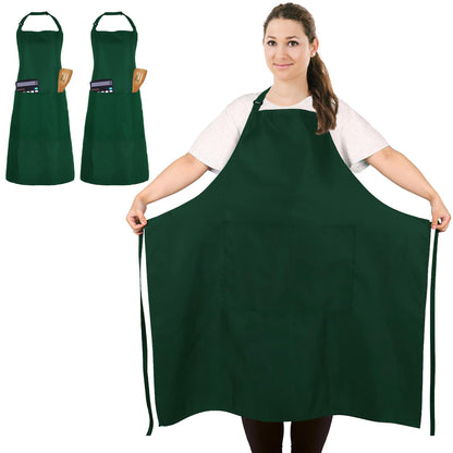 2 Pack Plus Size Waterproof Cooking Chef Apron with 2 Pockets for Men Women