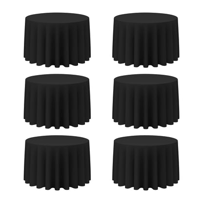 BRILLMAX 6 Pack Navy Blue Round Tablecloths 120 Inch for 60" Tables