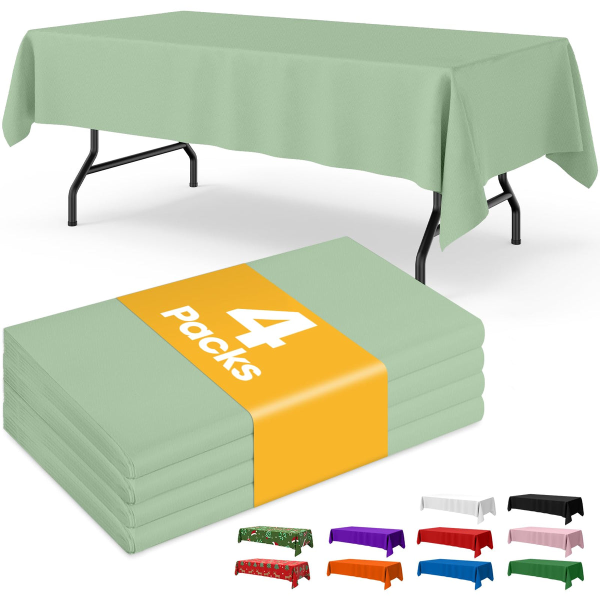 Niuara Black Plastic Table Cloth Disposable, 4 Pack, 54 x 108 in