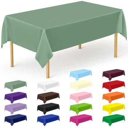 QZYL 4 Packs White Plastic Tablecloth, Large Sturdy Disposable Table Cloth