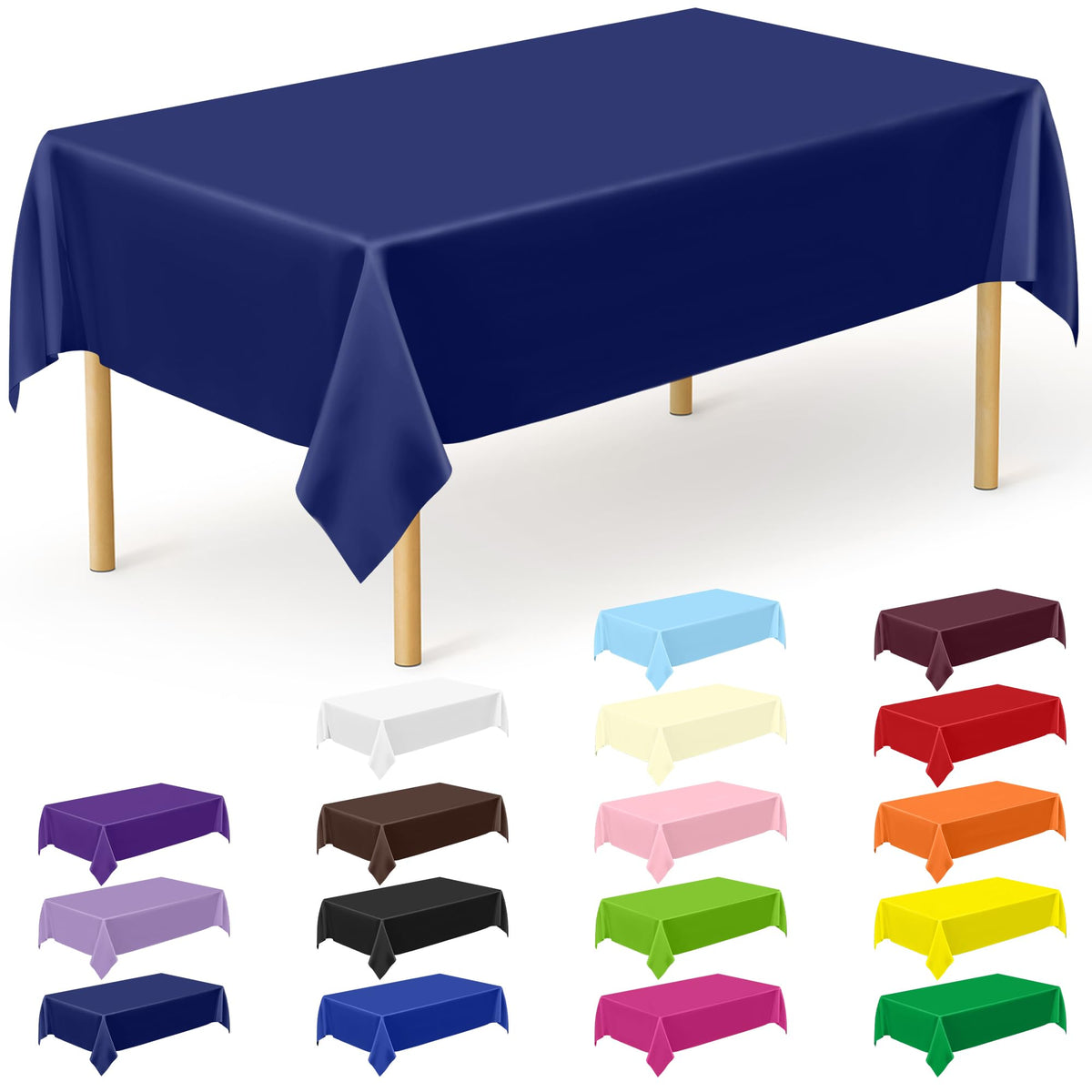 QZYL 4 Packs White Plastic Tablecloth, Large Sturdy Disposable Table Cloth