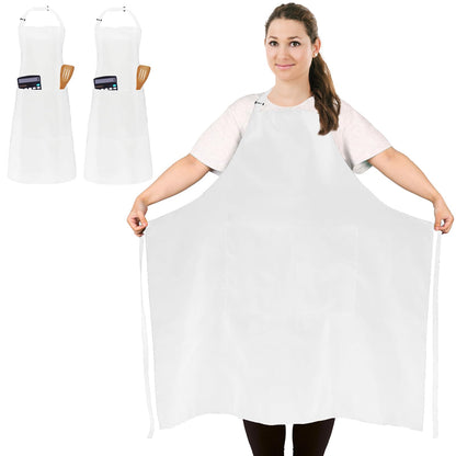 2 Pack Plus Size Waterproof Cooking Chef Apron with 2 Pockets for Men Women