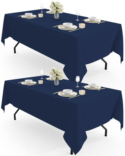 Pureegg Polyester Tablecloth 60" x 102" Reusable Washable 2 Pack Black