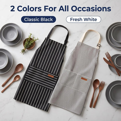 2 PCS Kitchen Cooking Aprons for Women and Men Adjustable Chef Apron with Pockets Multicolor -YY1